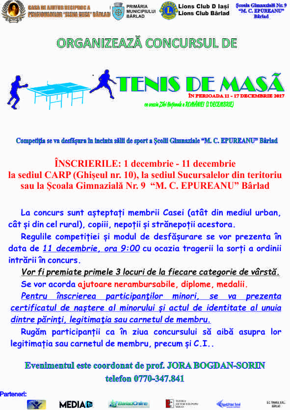 Concurs Tenis de masă